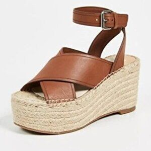 NIB DOLCE VITA Carsie Criss-Cross Front Dressy Platforms Size 9 Chesnut